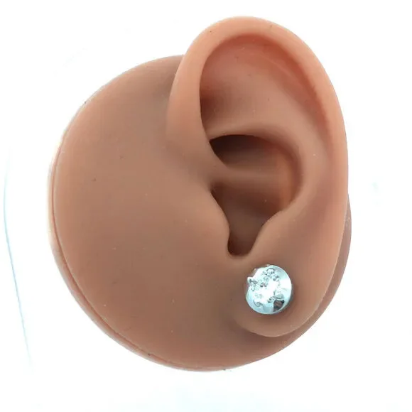 14K White Gold Round Diamond Solitaire Statement Stud Earrings